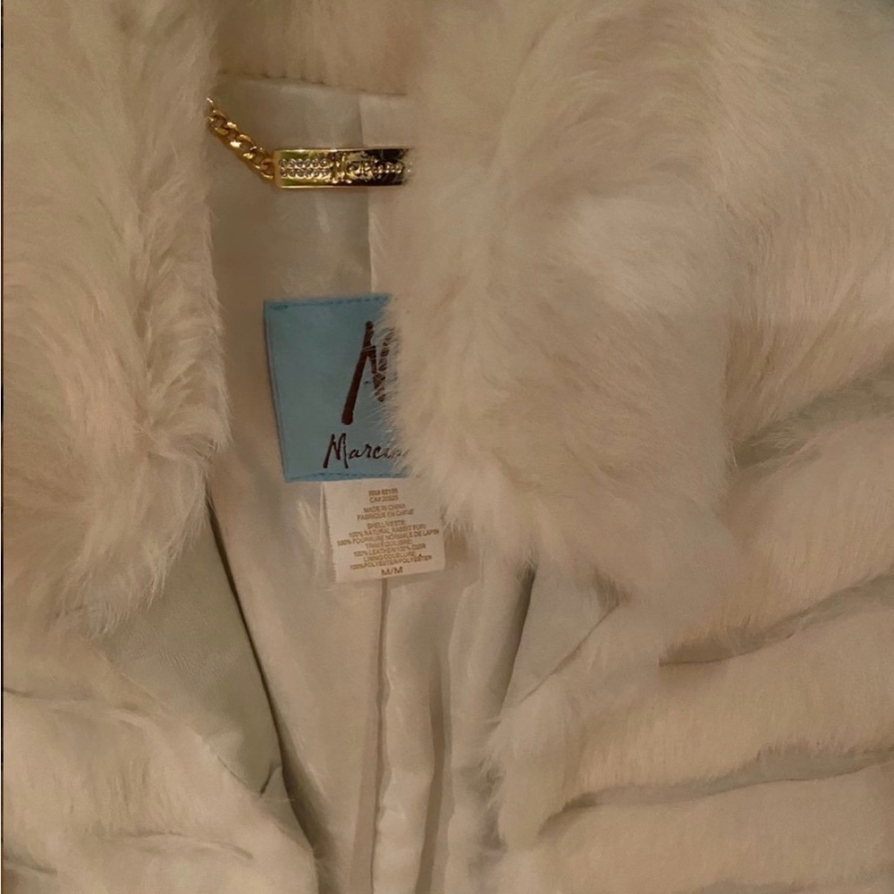 Marciano white cream rabbit and leather Fur Coat for Women - Picture 4 of 4